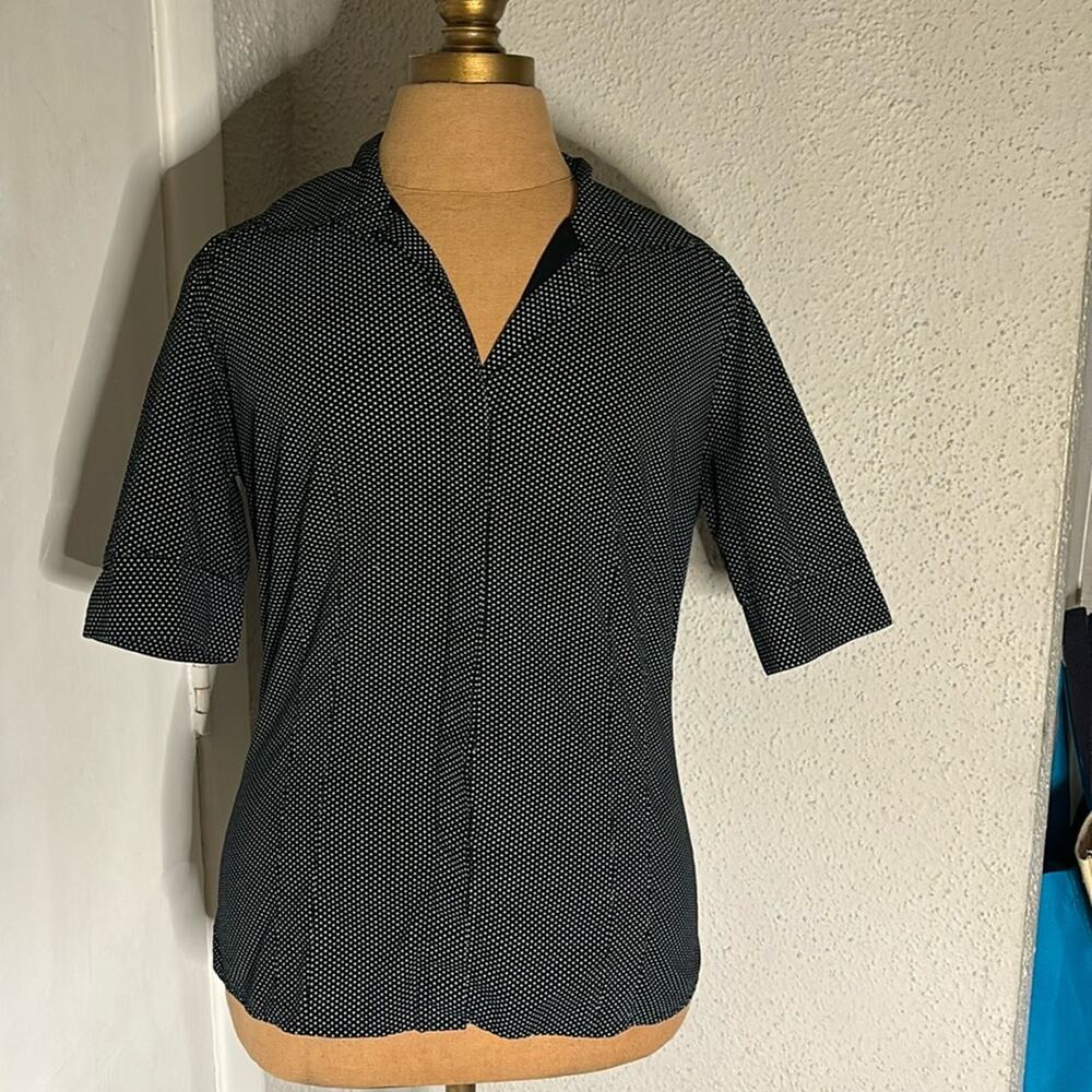 Rue21 Black Polka Dot Split Sleeve V-Neck Blouse S Casual Prints Cottagecore